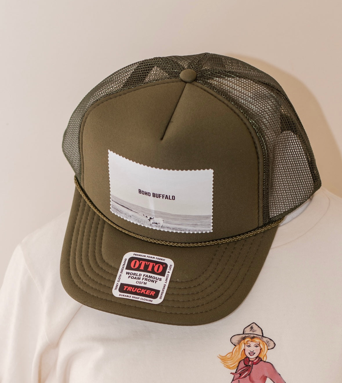 Olive Boho Buffalo Cap