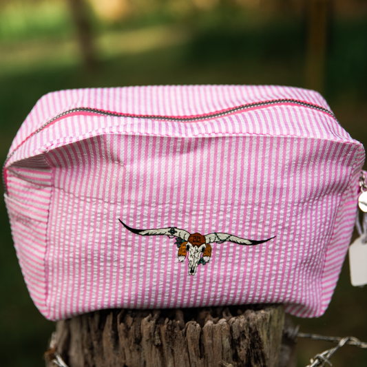 Longhorn Makeup Bag- Pink