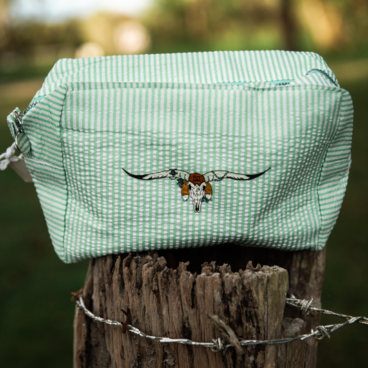 Longhorn Makeup Bag- Green