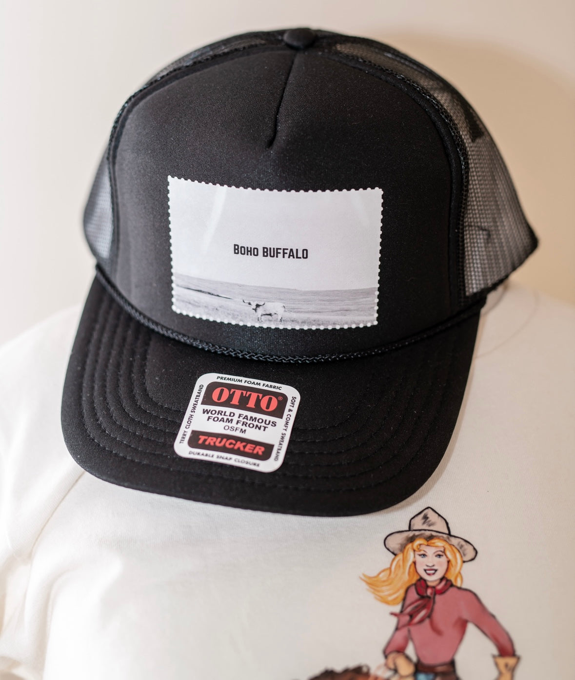 Black Boho Buffalo Cap