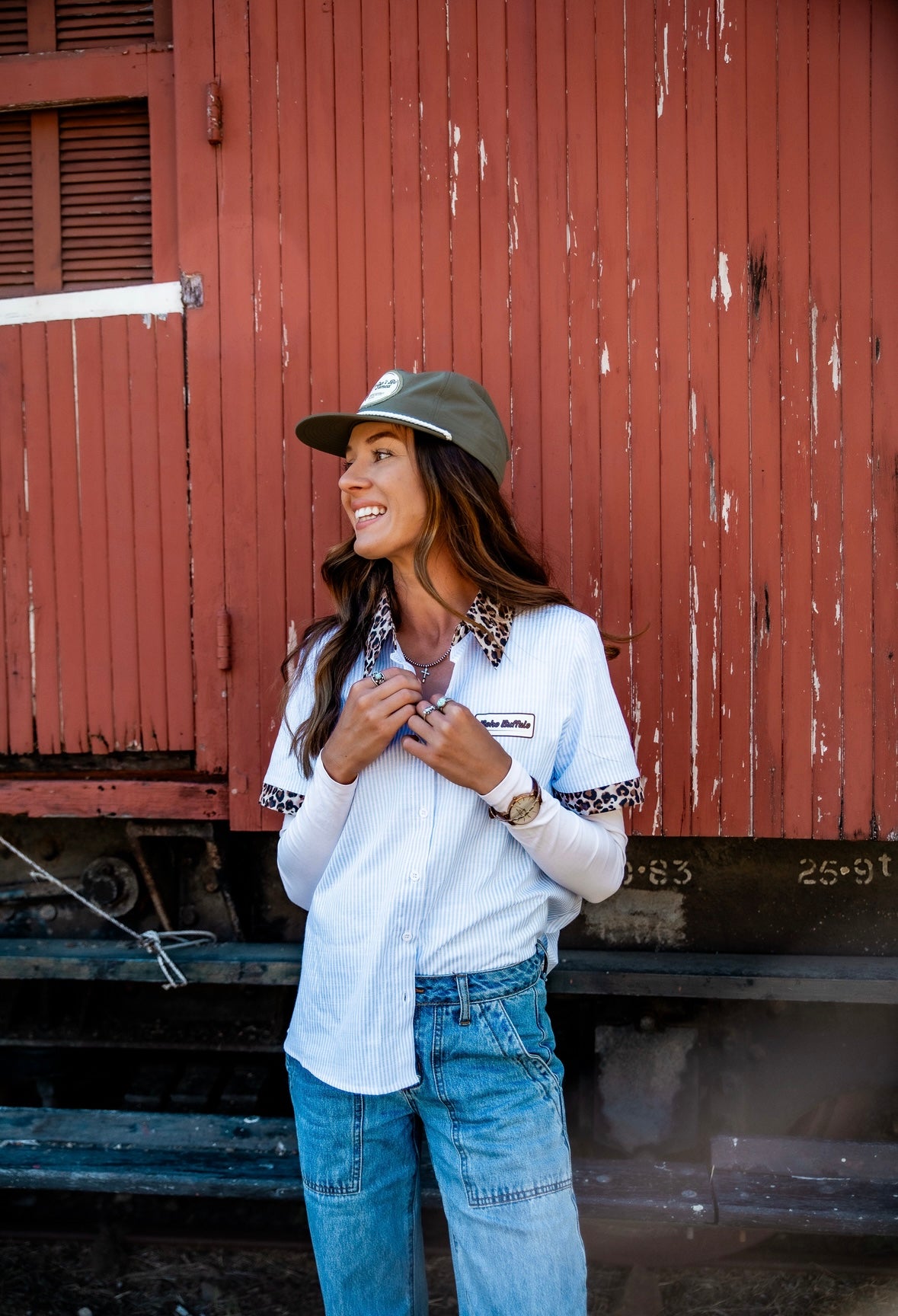 Blue Collar Striped Button Up
